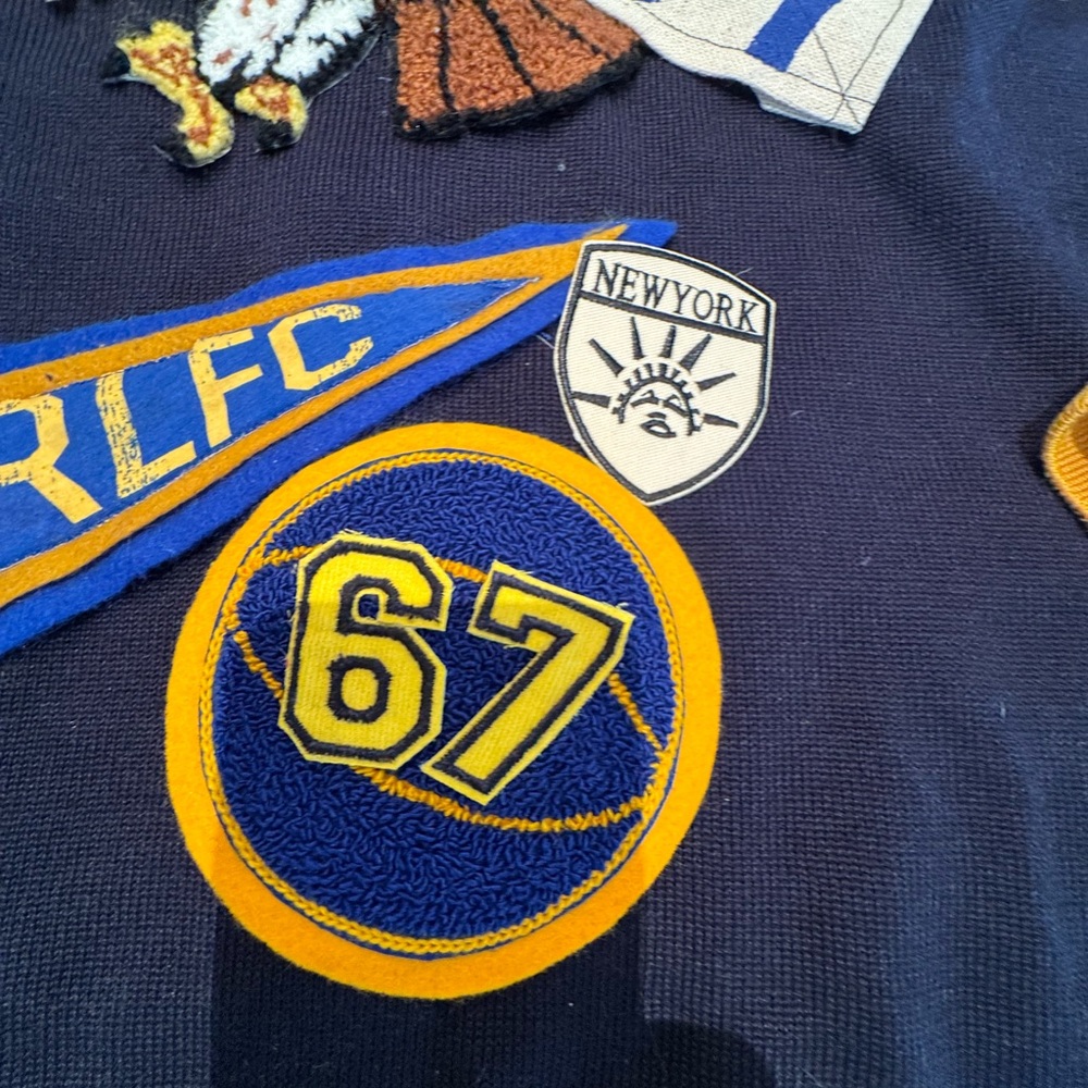 🔥🔥 HOT Polo Ralph Lauren Navy Yellow Varsity Preppy Cardigan Patches P Wing - Picture 14 of 16